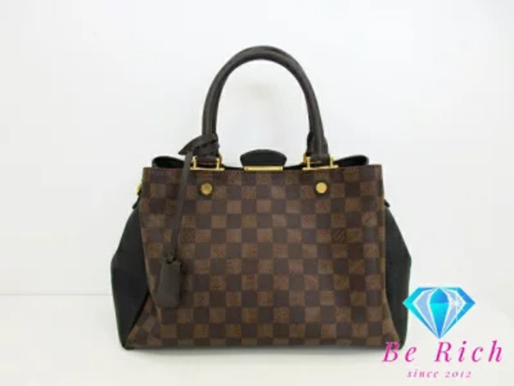 Louis Vuitton Damier Ebene Brown Brittany Leather LV Handbag Shoulder Bag Pouch